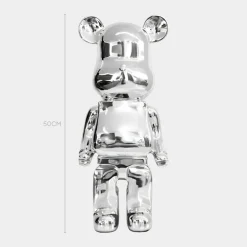 Statues & Sculptures Table Top|Floor Standing^Aero Bear 50cm Chrome Resin Indoor Sculpture