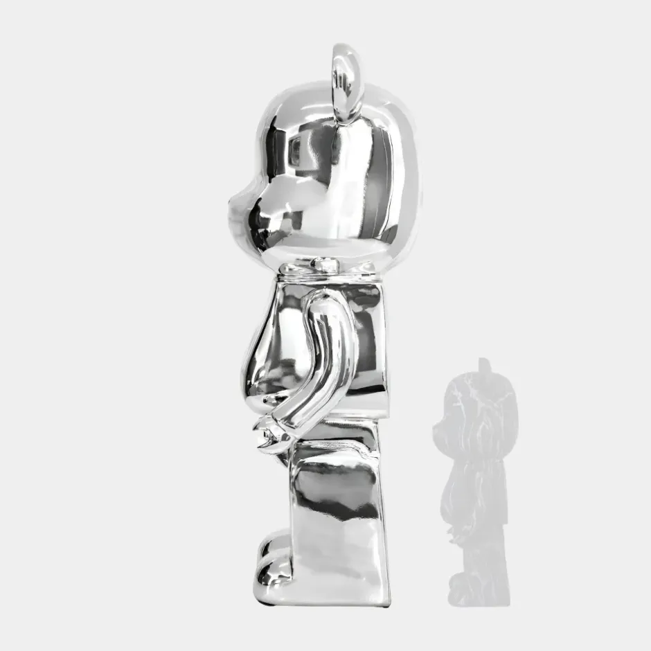 Statues & Sculptures Floor Standing|Animals^Aero Bear 135cm Chrome Resin Indoor Sculpture