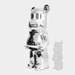 Statues & Sculptures Floor Standing|Animals^Aero Bear 135cm Chrome Resin Indoor Sculpture