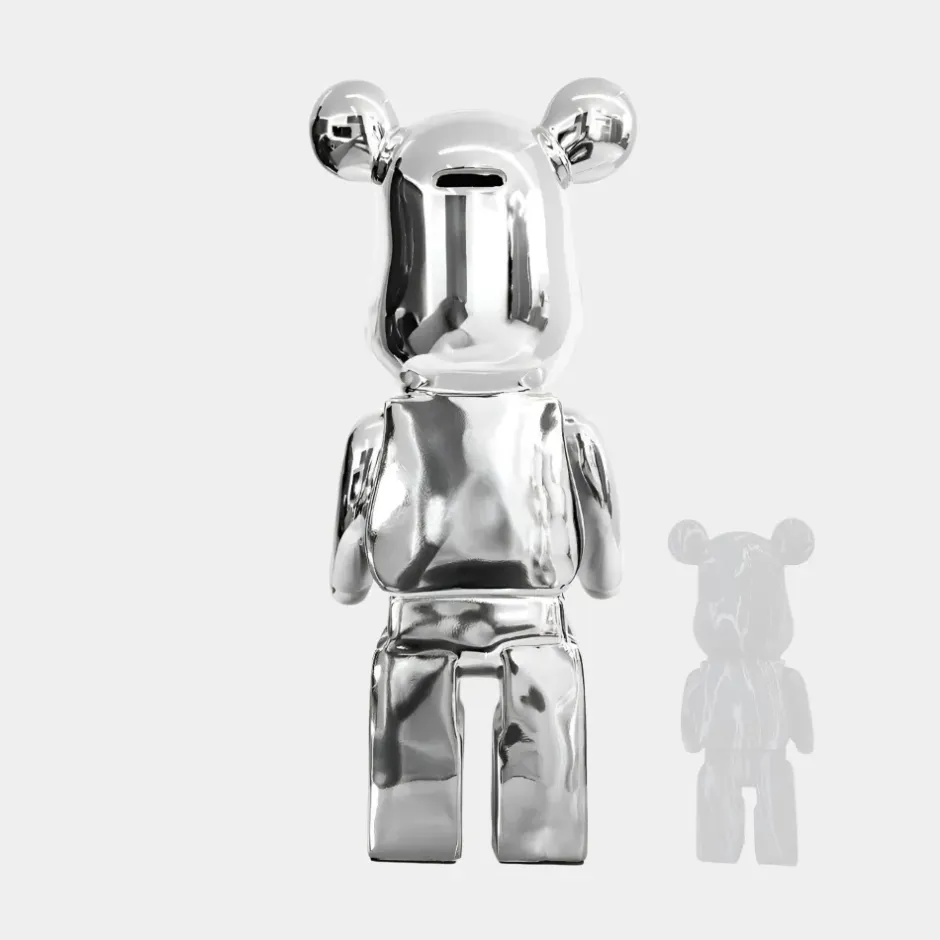 Statues & Sculptures Floor Standing|Animals^Aero Bear 135cm Chrome Resin Indoor Sculpture