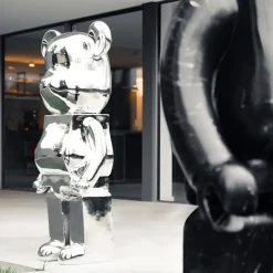 Statues & Sculptures Floor Standing|Animals^Aero Bear 135cm Chrome Resin Indoor Sculpture