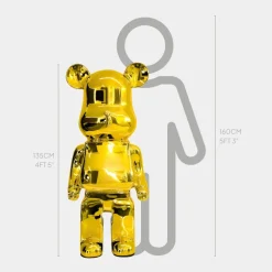 Statues & Sculptures Floor Standing|Animals^Aero Bear 135cm Gold Resin Indoor Sculpture