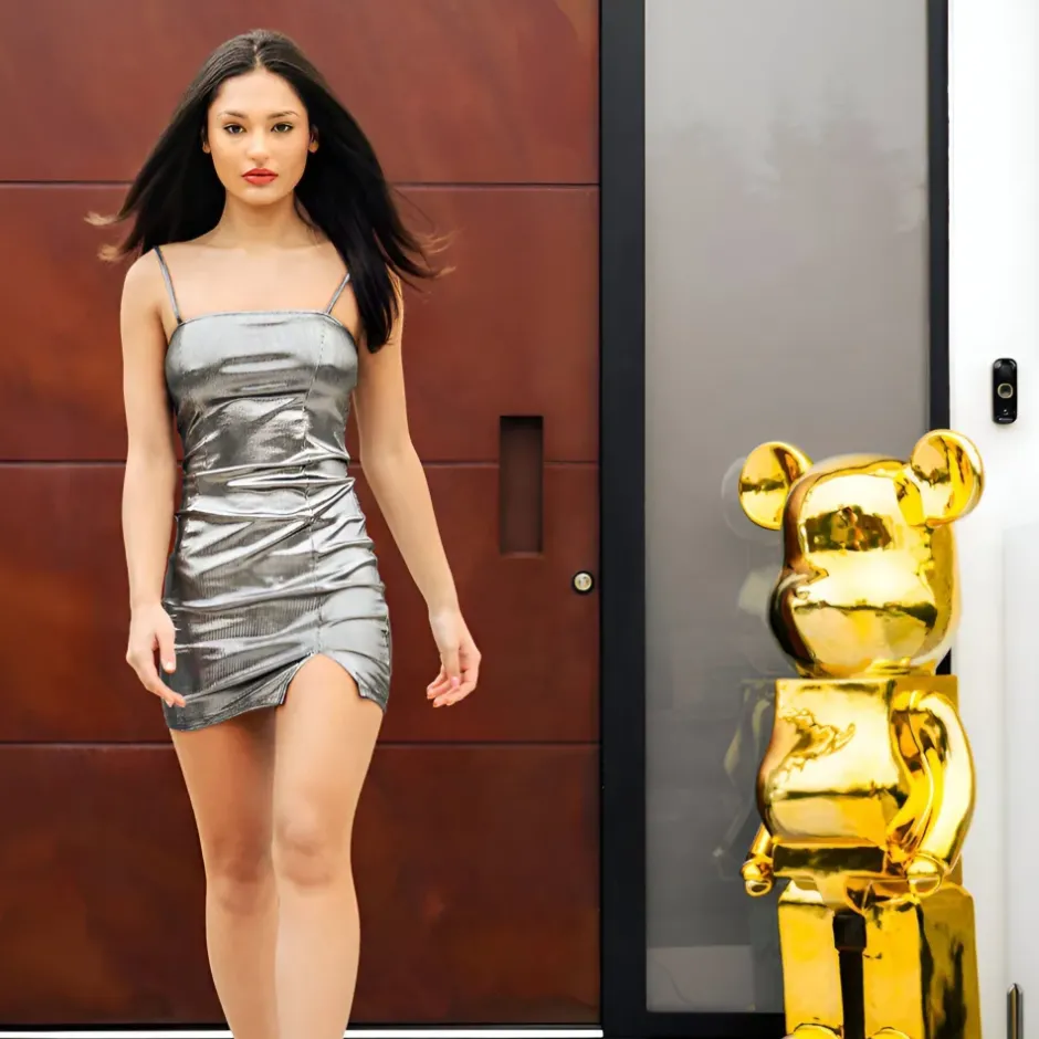 Statues & Sculptures Floor Standing|Animals^Aero Bear 135cm Gold Resin Indoor Sculpture