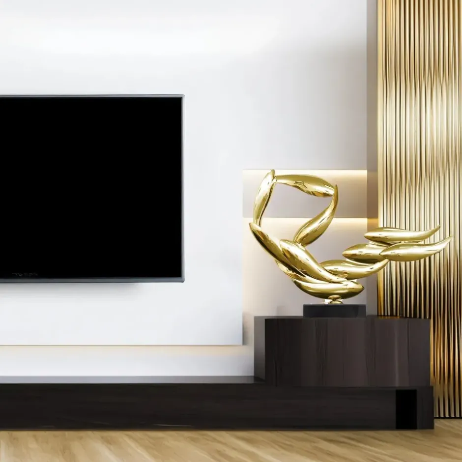 Statues & Sculptures Table Top|Abstract^Aero Stream 50cm Gold Metal Indoor Sculpture