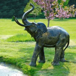 Statues & Sculptures Wildlife^African Elephant Bronze Metal Garden Statue