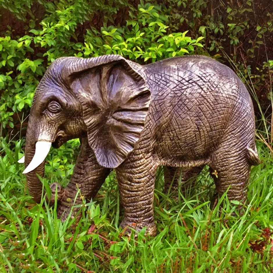 Statues & Sculptures Wildlife^African Elephant 42cm Bronze Marble Resin Garden Ornament