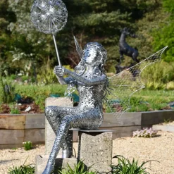 Statues & Sculptures Fairies^Alette Fairy 60cm Metal Wire Garden Sculpture
