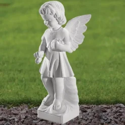 Statues & Sculptures Angel^Angel Figurine 29cm Marble Resin Garden Statue