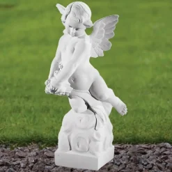 Statues & Sculptures Angel^Angel Figurine 48cm Marble Resin Garden Statue