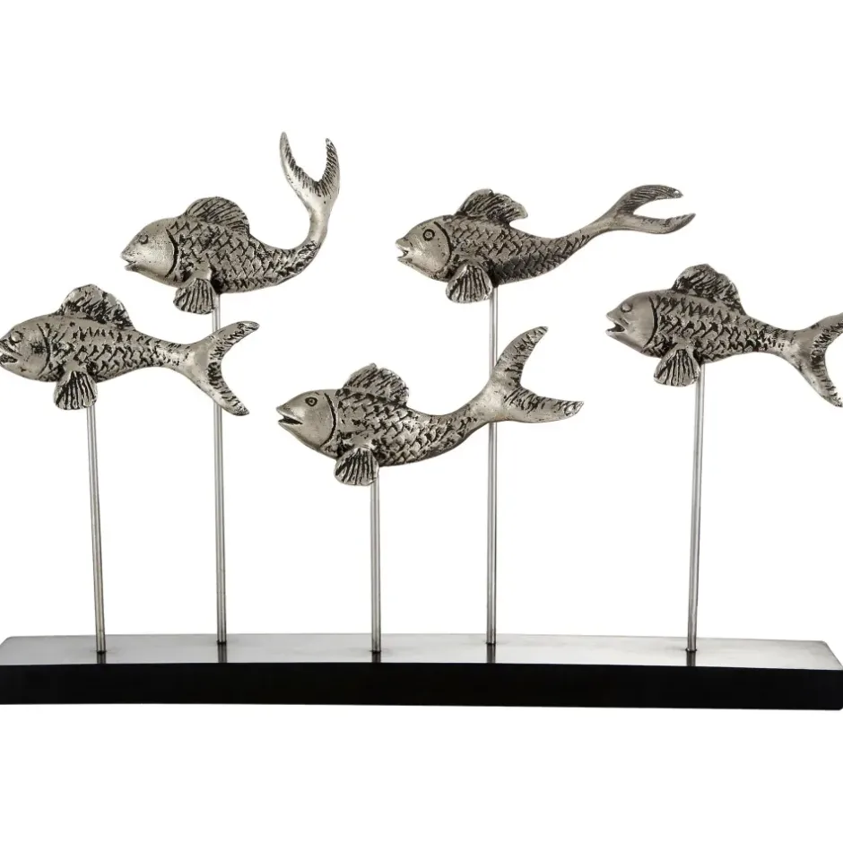 Statues & Sculptures Table Top|Animals^Aqua Symphony Fish 35cm Wood Indoor Sculpture
