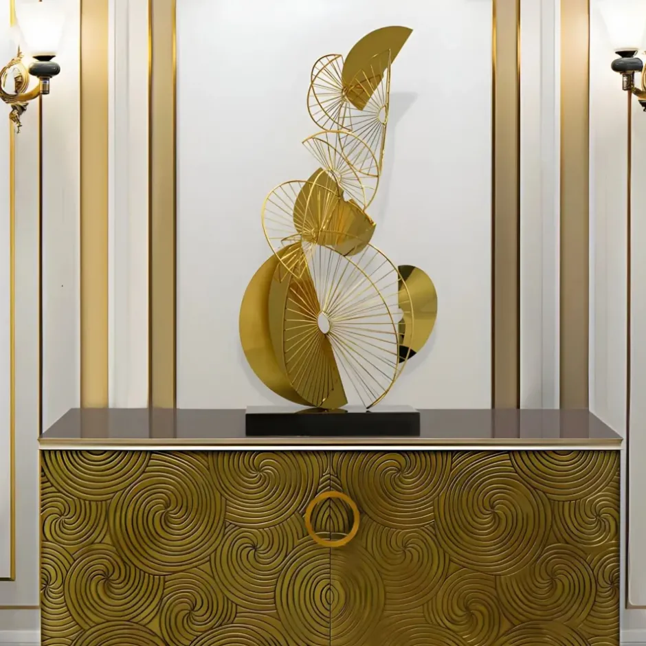 Statues & Sculptures Table Top|Floor Standing^Arc Aeon 93cm Gold Metal Indoor Sculpture