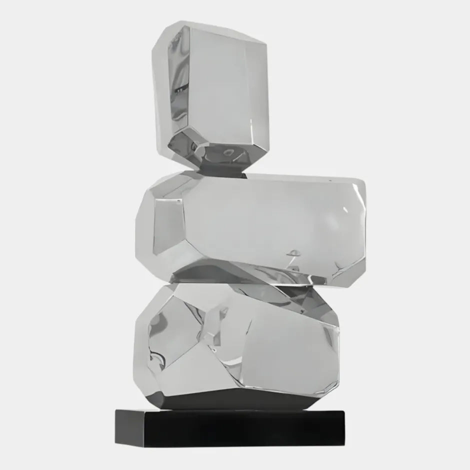 Statues & Sculptures Table Top|Abstract^Astrolith 73cm Silver Metal Indoor Sculpture v2