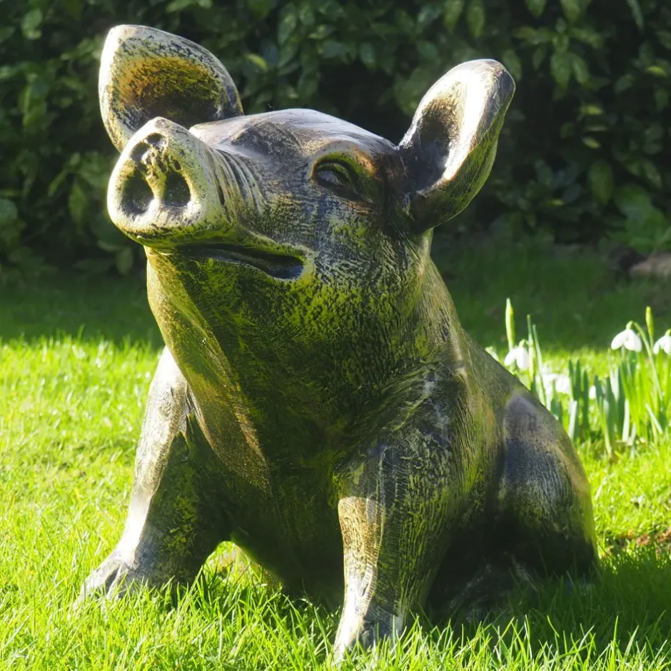 Statues & Sculptures Farm^Baby Piglet Bronze Metal Garden Ornament