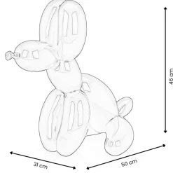 Statues & Sculptures Table Top|Floor Standing^Balloon Dog & Bone 46cm Red Resin Indoor Sculpture