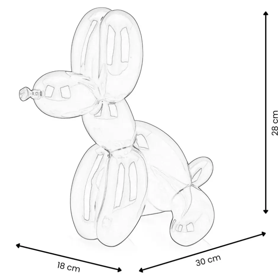 Statues & Sculptures Table Top|Floor Standing^Balloon Dog & Bone 28cm Silver Resin Indoor Sculpture