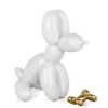 Statues & Sculptures Table Top|Floor Standing^Balloon Dog & Bone 28cm White Resin Indoor Sculpture