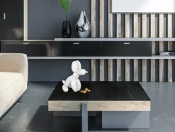 Statues & Sculptures Table Top|Floor Standing^Balloon Dog & Bone 28cm White Resin Indoor Sculpture