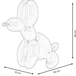 Statues & Sculptures Table Top|Floor Standing^Balloon Dog & Bone 46cm White Resin Indoor Sculpture