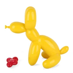 Statues & Sculptures Floor Standing|Table Top^Balloon Dog & Bone 28cm Yellow Resin Indoor Sculpture