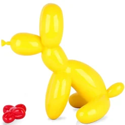 Statues & Sculptures Table Top|Floor Standing^Balloon Dog & Bone 46cm Yellow Resin Indoor Sculpture