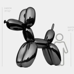 Statues & Sculptures Giant|Floor Standing^Balloon Dog 240cm Black Fibreglass Indoor Sculpture