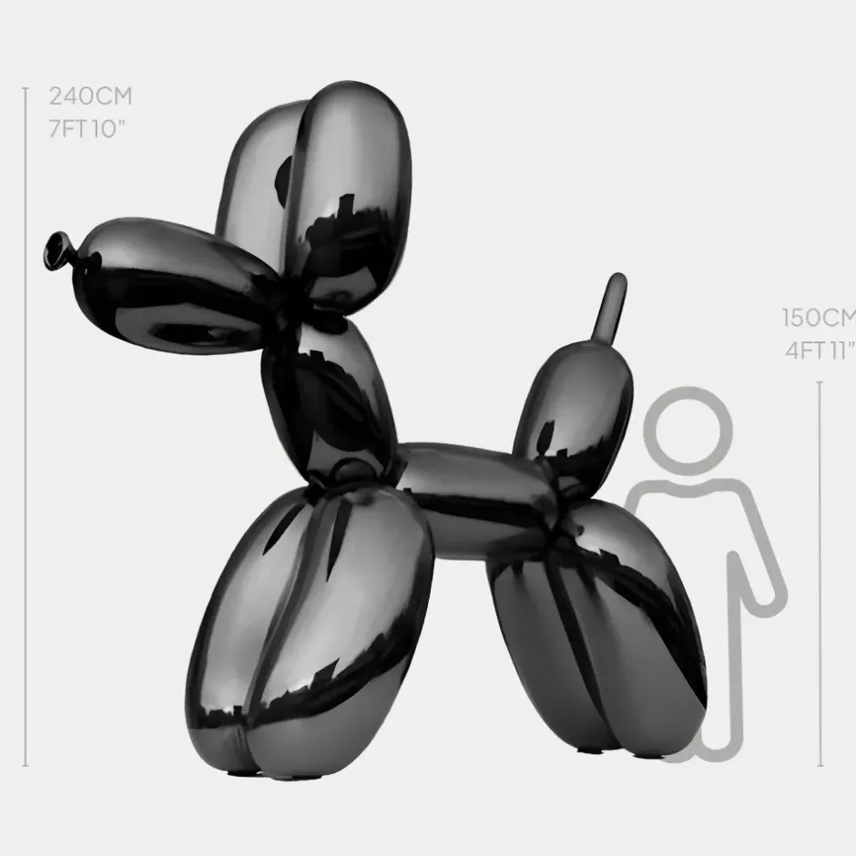 Statues & Sculptures Giant|Floor Standing^Balloon Dog 240cm Black Fibreglass Indoor Sculpture