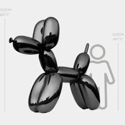 Statues & Sculptures Giant|Floor Standing^Balloon Dog 200cm Black Fibreglass Indoor Sculpture