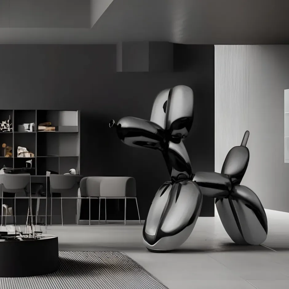 Statues & Sculptures Floor Standing|Balloon Dogs^Balloon Dog 100cm Black Metal Garden Sculpture