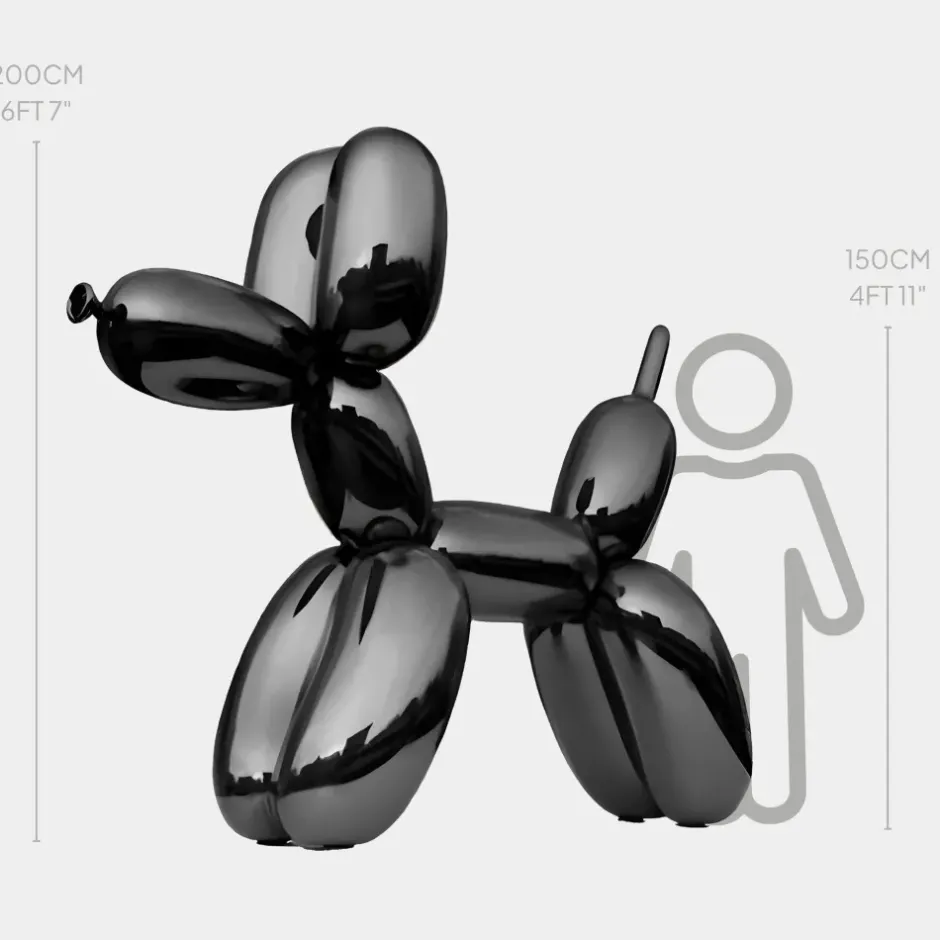 Statues & Sculptures Giant|Floor Standing^Balloon Dog 200cm Black Metal Garden Sculpture