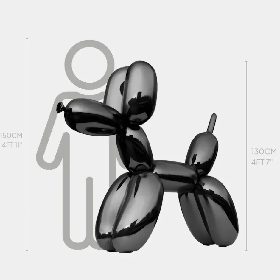 Statues & Sculptures Floor Standing|Balloon Dogs^Balloon Dog 130cm Black Metal Garden Sculpture