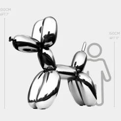 Statues & Sculptures Giant|Floor Standing^Balloon Dog 200cm Chrome Fibreglass Indoor Sculpture