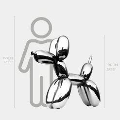 Statues & Sculptures Floor Standing|Balloon Dogs^Balloon Dog 100cm Chrome Fibreglass Indoor Sculpture
