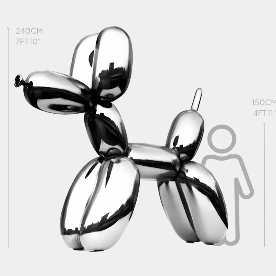 Statues & Sculptures Giant|Floor Standing^Balloon Dog 240cm Chrome Metal Garden Sculpture