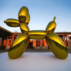 Statues & Sculptures Floor Standing|Animals^Balloon Dog 80cm Gold Fibreglass Indoor Sculpture