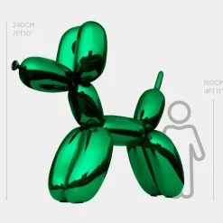 Statues & Sculptures Giant|Floor Standing^Balloon Dog 240cm Green Fibreglass Indoor Sculpture