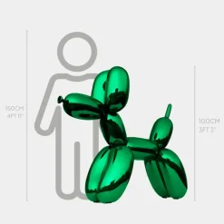 Statues & Sculptures Floor Standing|Balloon Dogs^Balloon Dog 100cm Green Metal Garden Sculpture