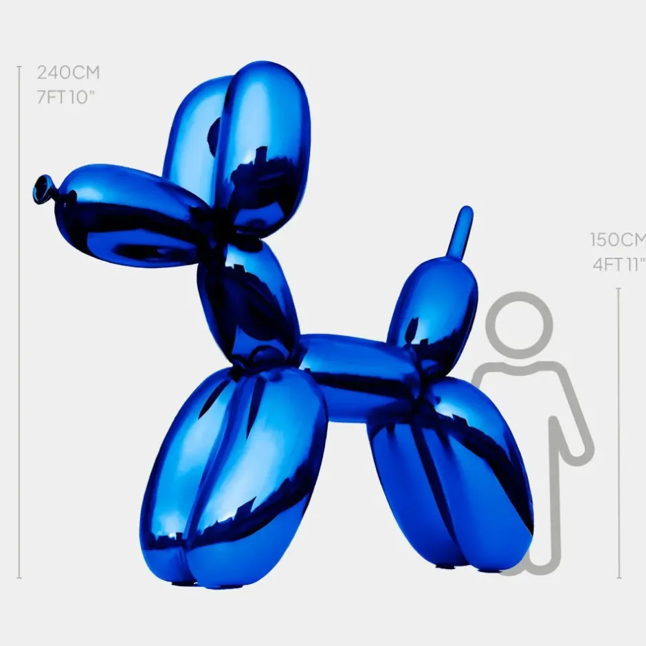 Statues & Sculptures Giant|Floor Standing^Balloon Dog 240cm Ocean Blue Metal Garden Sculpture