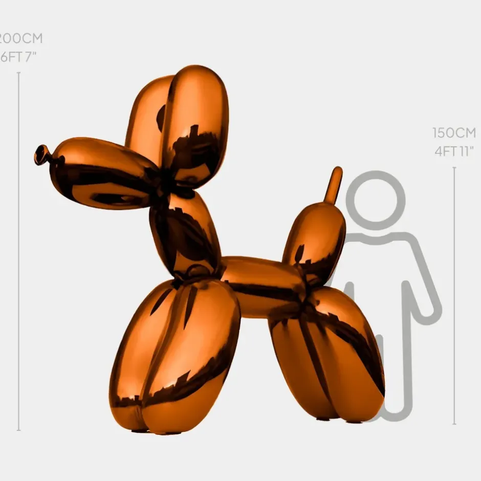 Statues & Sculptures Giant|Floor Standing^Balloon Dog 200cm Orange Fibreglass Indoor Sculpture