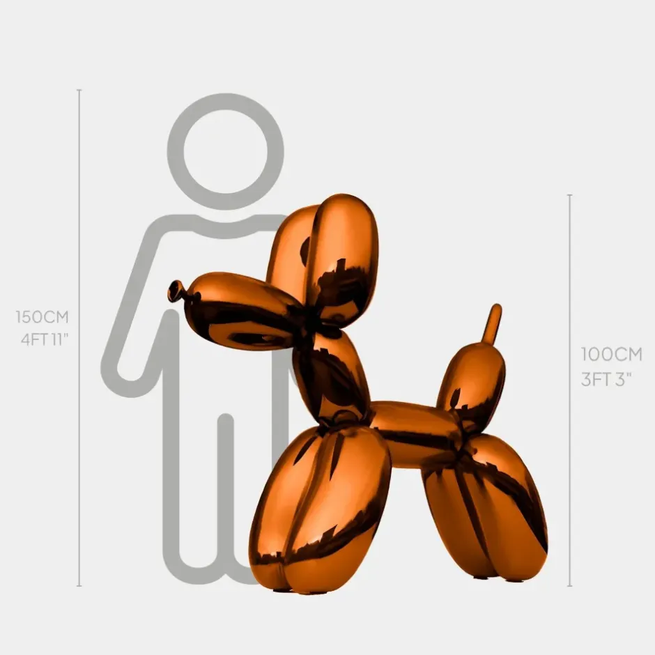 Statues & Sculptures Floor Standing|Balloon Dogs^Balloon Dog 100cm Orange Metal Garden Sculpture