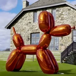 Statues & Sculptures Floor Standing|Balloon Dogs^Balloon Dog 130cm Orange Metal Garden Sculpture