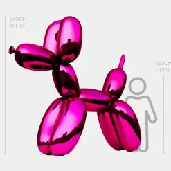 Statues & Sculptures Giant|Floor Standing^Balloon Dog 240cm Pink Fibreglass Indoor Sculpture