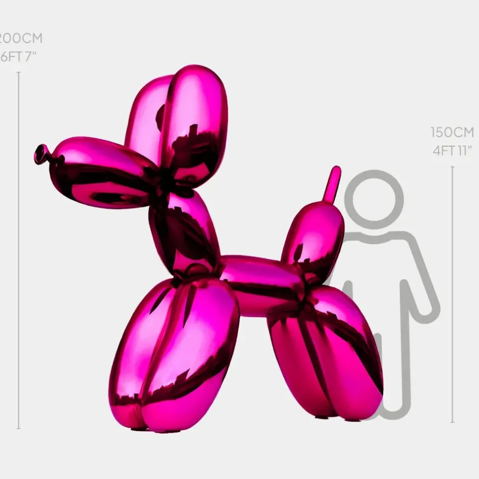 Statues & Sculptures Giant|Floor Standing^Balloon Dog 200cm Pink Fibreglass Indoor Sculpture