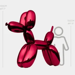 Statues & Sculptures Giant|Floor Standing^Balloon Dog 200cm Red Fibreglass Indoor Sculpture