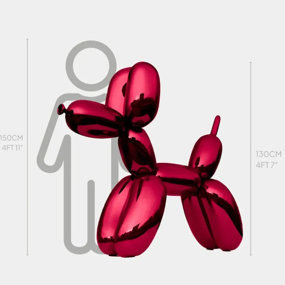 Statues & Sculptures Floor Standing|Animals^Balloon Dog 130cm Red Metal Garden Sculpture
