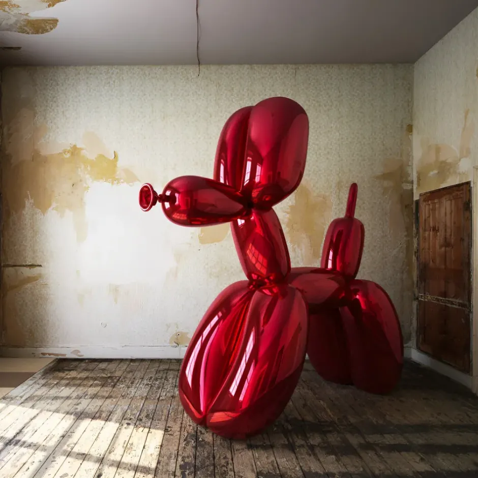 Statues & Sculptures Floor Standing|Animals^Balloon Dog 130cm Red Metal Garden Sculpture