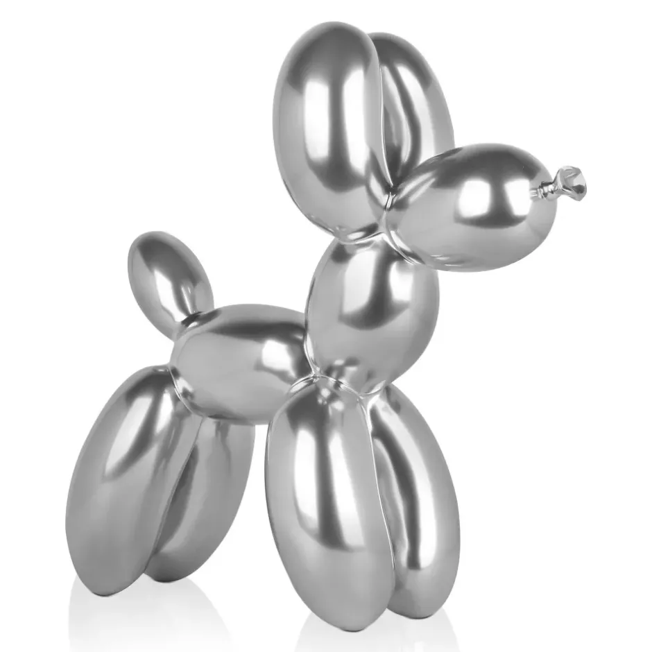 Statues & Sculptures Table Top|Floor Standing^Balloon Dog 46cm Silver Resin Indoor Sculpture