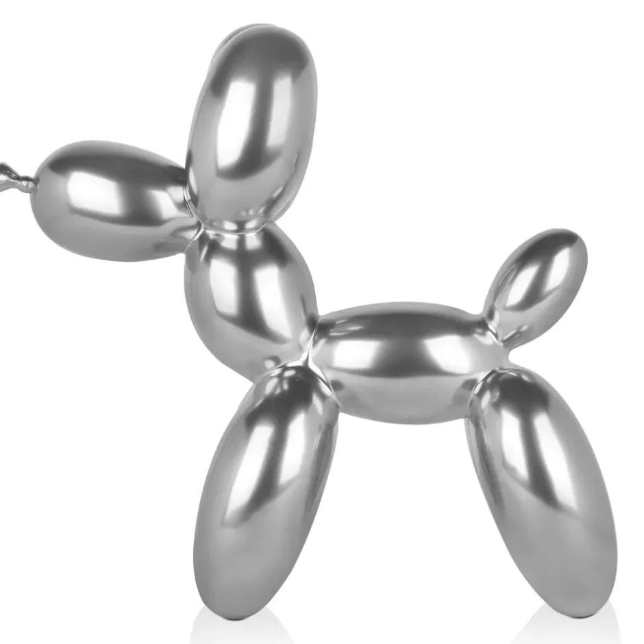 Statues & Sculptures Table Top|Floor Standing^Balloon Dog 46cm Silver Resin Indoor Sculpture