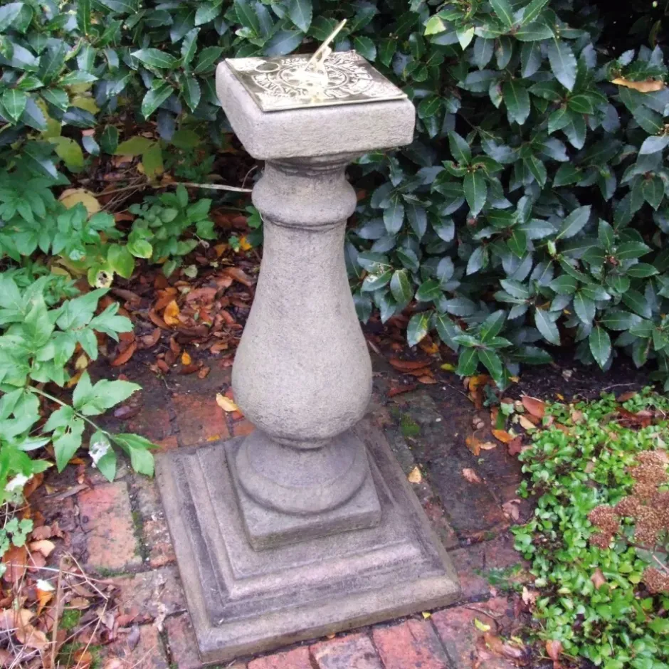 Statues & Sculptures Garden Sundials^Baluster Brass Stone Garden Sundial