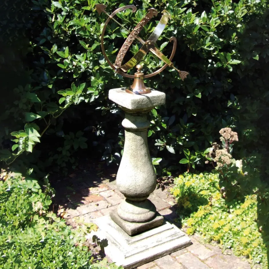 Statues & Sculptures Armillary Sundials^Baluster Large Armillary Stone Garden Sundial