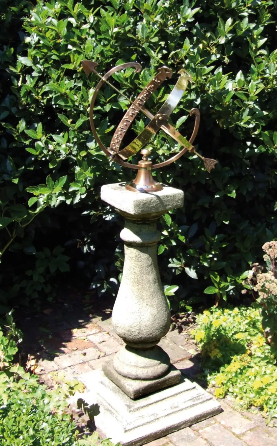 Statues & Sculptures Armillary Sundials^Baluster Large Armillary Stone Garden Sundial
